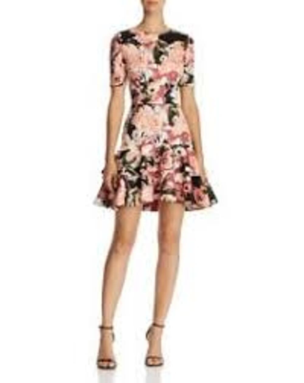 Bloomingdale AQUA Small Flo­ral Tiered-Hem Dress